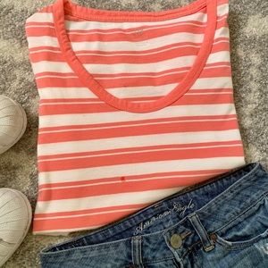🌟GAP🌟 Coral/White stripe T Shirt | Women’s | Med